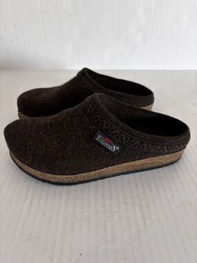 Stegmann Austrian Pure Wool Women's Clogs Size 6.5, Brown Slippers Cozy Gorpcore